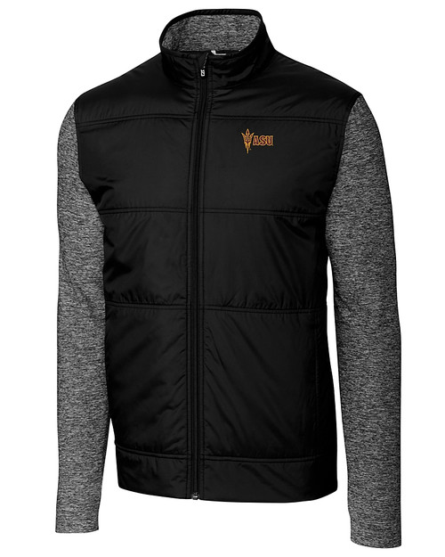 Arizona State Sun Devils Cutter & Buck Stealth Hybrid Quilted Mens Big and Tall Full Zip Windbreaker Jacket BL_MANN_HG 