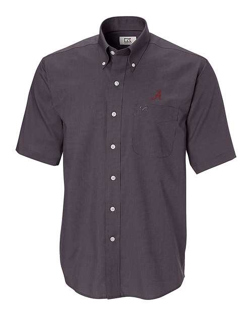 Alabama Crimson Tide Cutter & Buck Epic Easy Care Nailshead Mens Short Sleeve Dress Shirt Black Mannequin