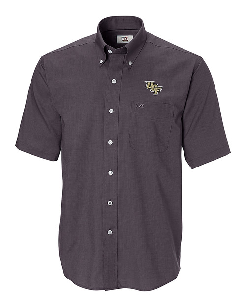 UCF Knights Cutter & Buck Epic Easy Care Nailshead Mens Big and Tall Short Sleeve Dress Shirt Black Mannequin
