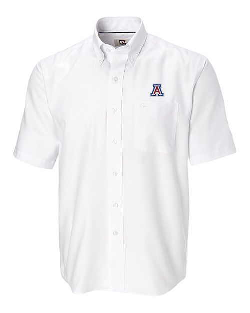 Arizona Wildcats Cutter & Buck Epic Easy Care Nailshead Mens Big and Tall Short Sleeve Dress Shirt White Mannequin