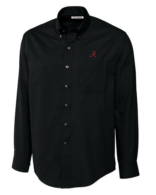Alabama Crimson Tide Cutter & Buck Epic Easy Care Fine Twill Mens Big and Tall Dress Shirt Black Mannequin