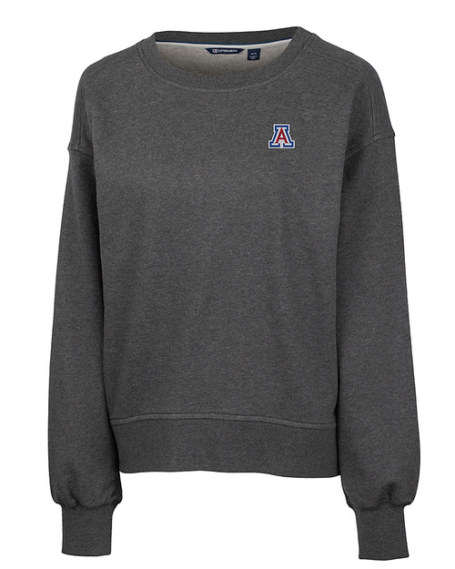 Arizona Wildcats Cutter & Buck Saturday Cotton Blend Womens Crew Neck Sweatshirt Charcoal Heather Mannequin