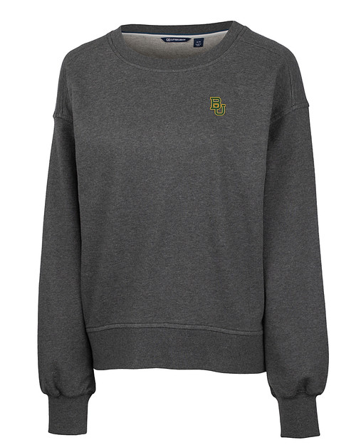 Baylor Bears Cutter & Buck Saturday Cotton Blend Womens Crew Neck Sweatshirt Charcoal Heather Mannequin