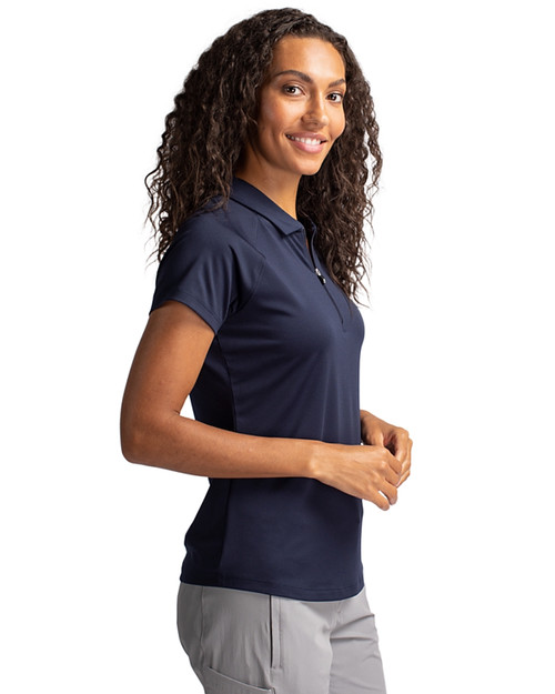 Brigham Young Cougars Cutter & Buck Forge Stretch Womens Short Sleeve Polo Liberty Navy Side