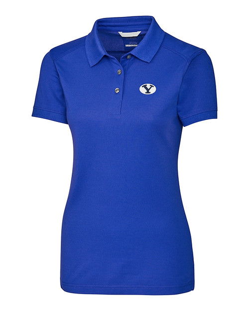 Brigham Young Cougars Cutter & Buck Advantage Eco Tri-Blend Pique Womens Polo Chelan Blue Mannequin