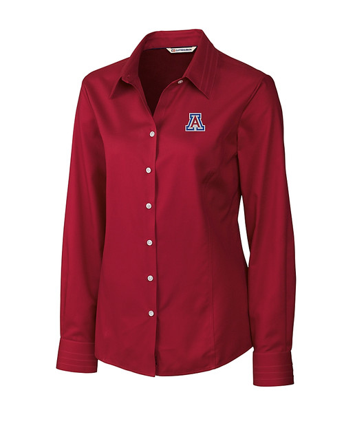 Arizona Wildcats Cutter & Buck Epic Easy Care Fine Twill Womens Long Sleeve Dress Shirt CDR_MANN_HG 