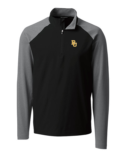 Baylor Bears Cutter & Buck Response Lightweight Hybrid Quarter Zip Mens Pullover Windbreaker Black Mannequin