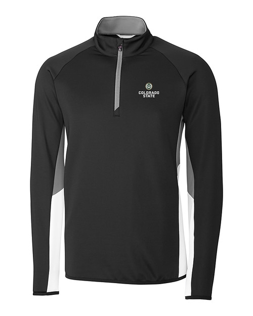 Colorado State Rams Cutter & Buck Traverse Colorblock Stretch Quarter Zip Mens Pullover Black Mannequin