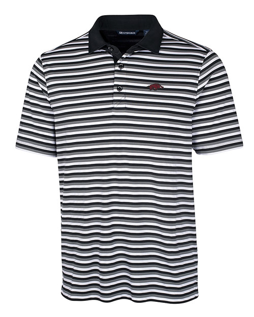 Arkansas Razorbacks Cutter & Buck Mens Forge Polo Multi Stripe Black Mannequin
