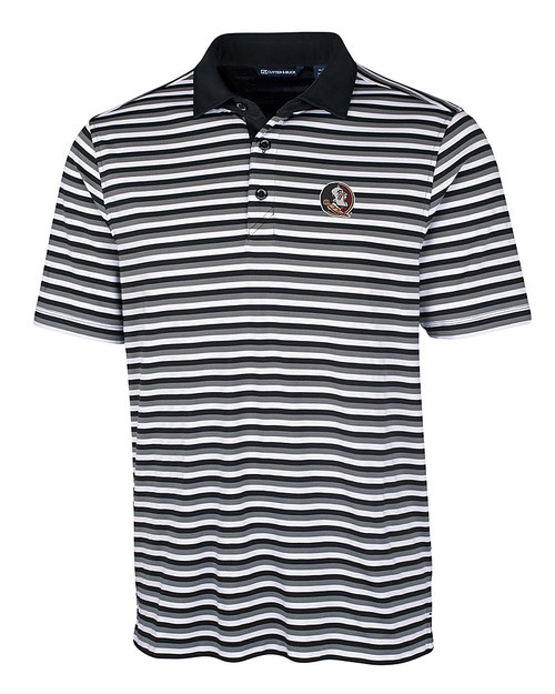 Florida State Seminoles Cutter & Buck Mens Forge Polo Multi Stripe Black Mannequin