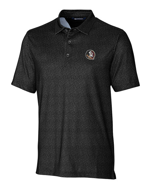 Florida State Seminoles Cutter & Buck Pike Micro Floral Print Stretch Mens Polo BL_MANN_HG 
