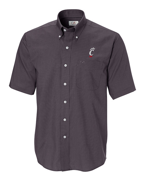 Cincinnati Bearcats Cutter & Buck Epic Easy Care Nailshead Mens Short Sleeve Dress Shirt Black Mannequin