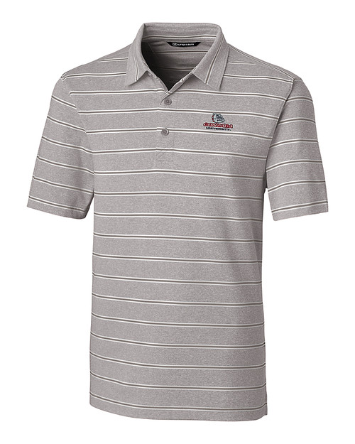 Gonzaga Bulldogs Cutter & Buck Forge Epic Confidence Recycled Heathered Stripe Stretch Mens Polo Polished Medium Gray Mannequin