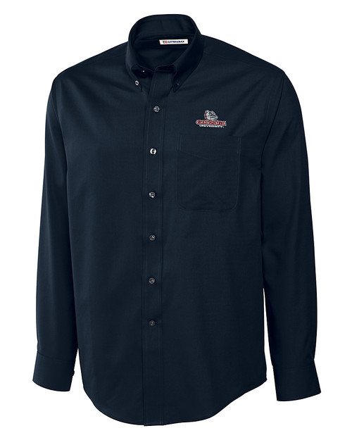 Gonzaga Bulldogs Cutter & Buck Epic Easy Care Fine Twill Mens Big and Tall Dress Shirt Navy Blue Mannequin