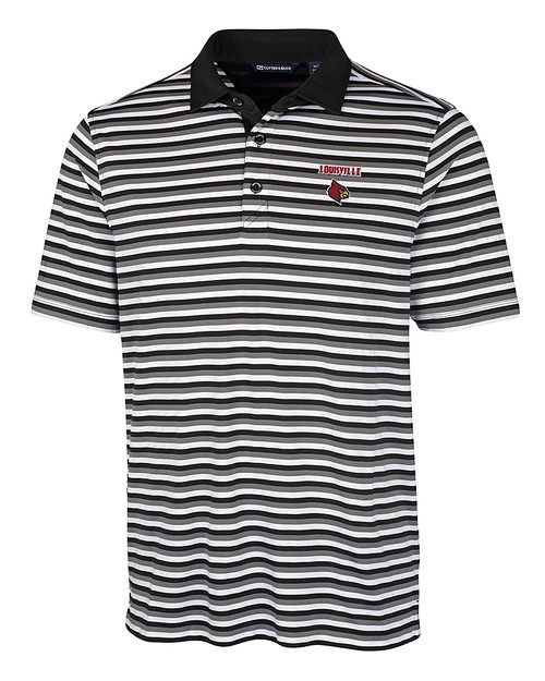 Louisville Cardinals Cutter & Buck Big & Tall Forge Polo Multi Stripe Black Mannequin