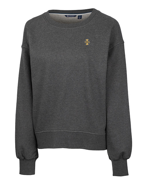 Idaho Vandals Cutter & Buck Saturday Cotton Blend Womens Crew Neck Sweatshirt Charcoal Heather Mannequin