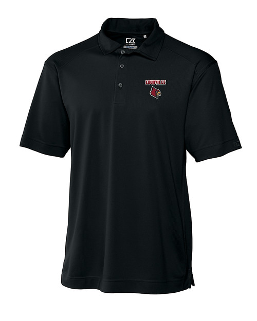 Louisville Cardinals Cutter & Buck Genre Textured Solid Mens Polo Black Mannequin