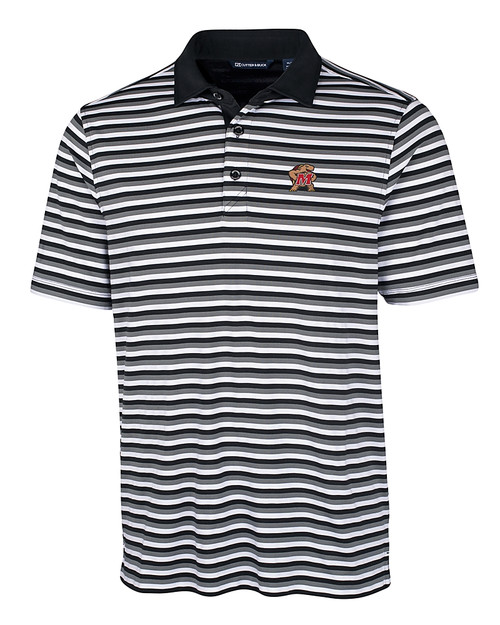 Maryland Terrapins Cutter & Buck Mens Forge Polo Multi Stripe Black Mannequin