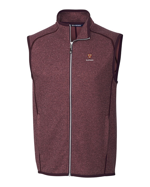 Harvard Crimson Cutter & Buck Mainsail Sweater-Knit Mens Full Zip Vest BRH_MANN_HG 