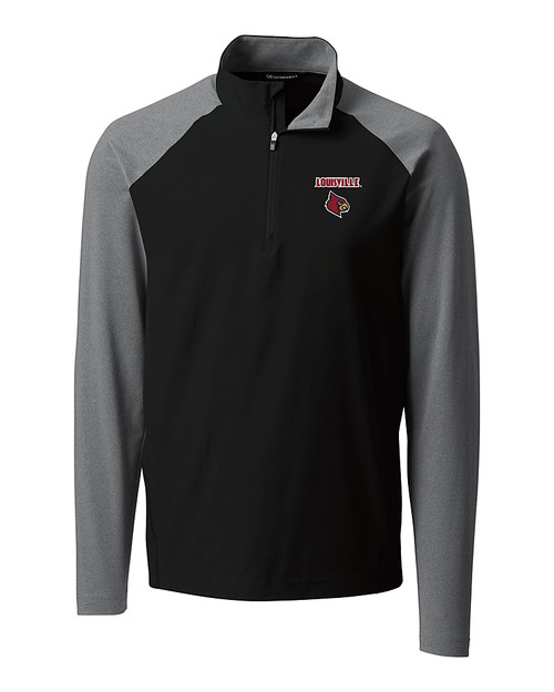 Louisville Cardinals Cutter & Buck Response Lightweight Hybrid Quarter Zip Mens Pullover Windbreaker Black Mannequin