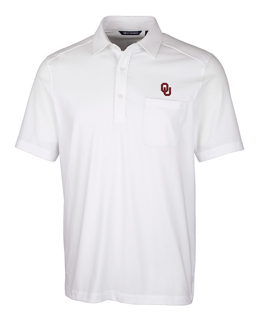 Oklahoma Sooners - Cutter & Buck Advantage Tri-Blend Jersey Mens Big and Tall Pocket Polo White Mannequin