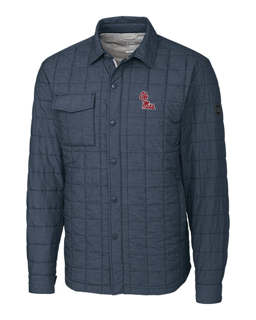 Ole Miss Rebels Cutter & Buck Rainier PrimaLoft® Mens Big and Tall Eco Insulated Quilted Shirt Jacket ANM_MANN_HG 