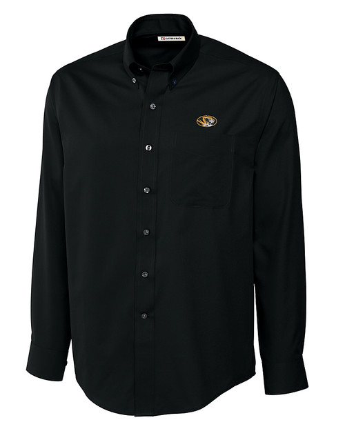 Missouri Tigers Cutter & Buck Epic Easy Care Fine Twill Mens Big and Tall Dress Shirt Black Mannequin