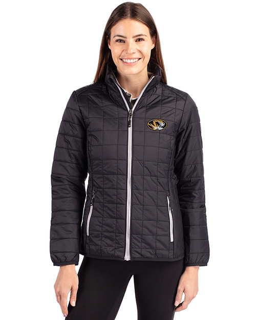 Missouri Tigers Cutter & Buck Rainier PrimaLoft®  Womens Eco Insulated Full Zip Puffer Jacket Black Front