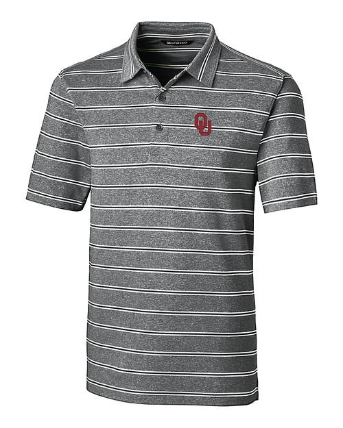 Oklahoma Sooners  Cutter & Buck Forge Epic Confidence Recycled Heathered Stripe Stretch Mens Polo Black Mannequin
