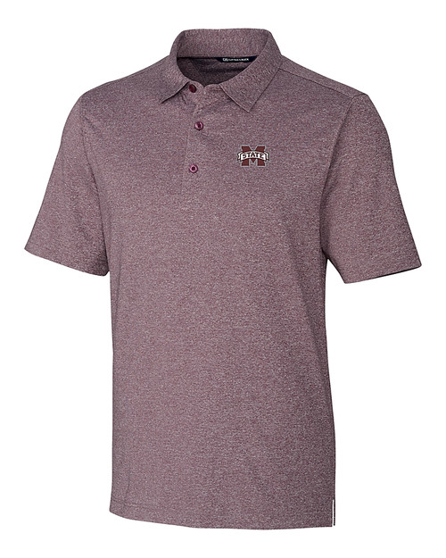 Mississippi State Bulldogs Cutter & Buck Forge Heathered Stretch Mens Polo Bordeaux Heather Mannequin