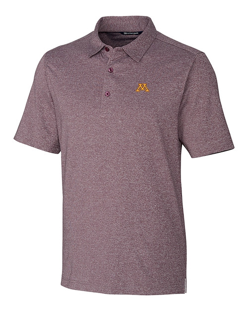 Minnesota Golden Gophers Cutter & Buck Forge Heathered Stretch Mens Polo Bordeaux Heather Mannequin