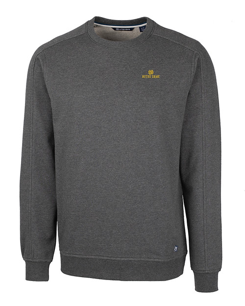 Notre Dame Fighting Irish Cutter & Buck Saturday Cotton Blend Mens Crew Neck Sweatshirt Charcoal Heather Mannequin