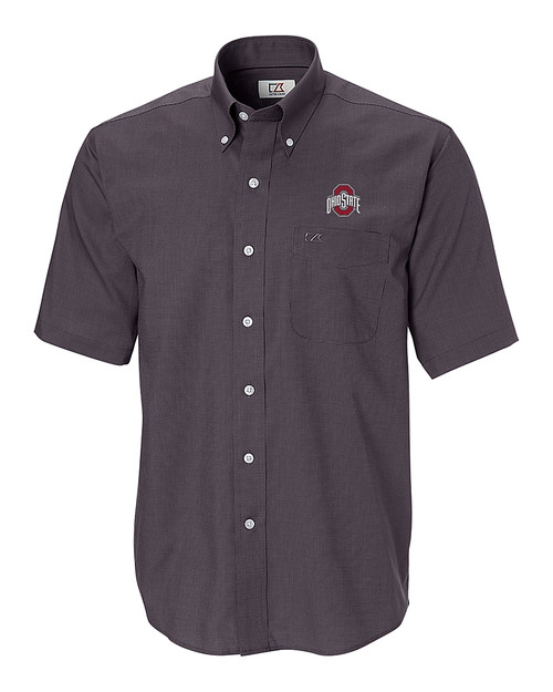 Ohio State Buckeyes - Cutter & Buck Epic Easy Care Nailshead Mens Short Sleeve Dress Shirt Black Mannequin