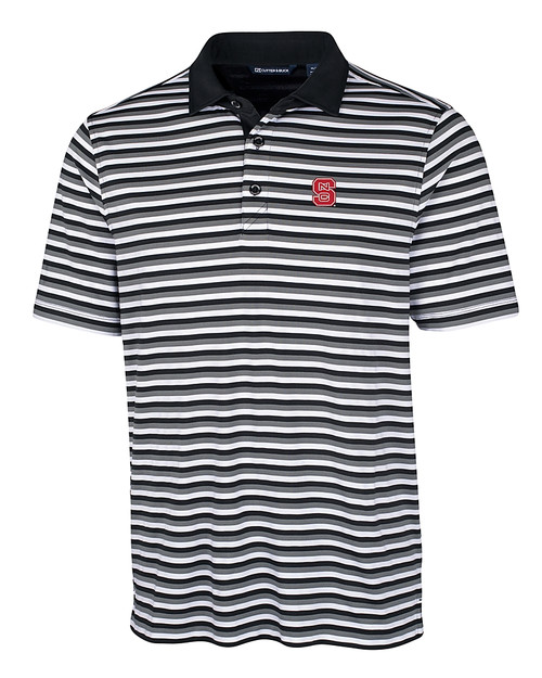 NC State Wolfpack Cutter & Buck Mens Forge Polo Multi Stripe Black Mannequin
