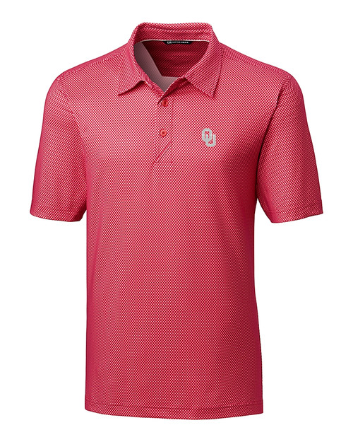 Oklahoma Sooners - Cutter & Buck Pike Mini Pennant Print Stretch Mens Big and Tall Polo Cardinal Red Mannequin