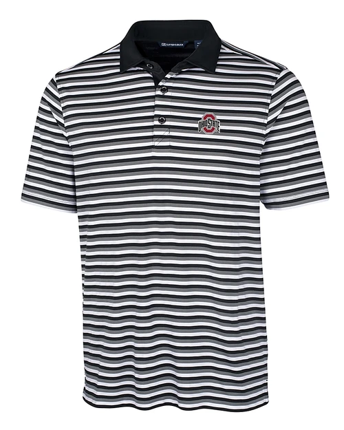 Ohio State Buckeyes- Cutter & Buck Big & Tall Forge Polo Multi Stripe Black Mannequin