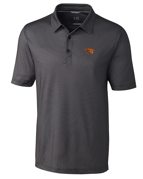 Oregon State Beavers Cutter & Buck Pike Mini Pennant Print Stretch Mens Polo Black Mannequin