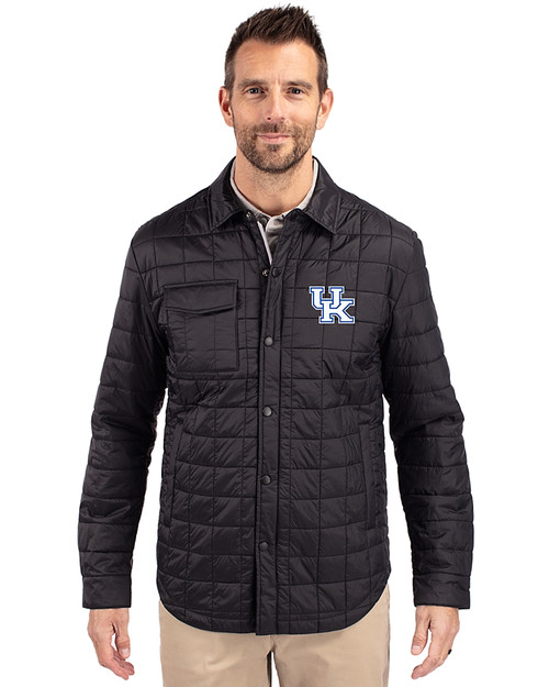 Kentucky Wildcats Cutter & Buck Rainier PrimaLoft® Mens Eco Insulated Quilted Shirt Jacket Black Front