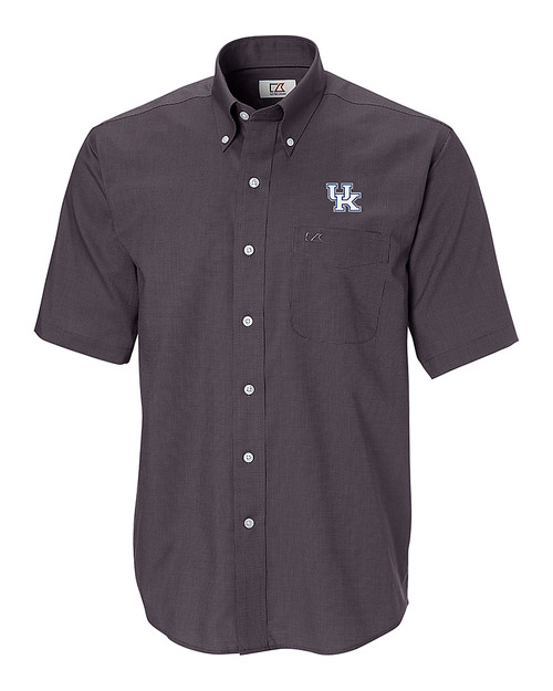 Kentucky Wildcats Cutter & Buck Epic Easy Care Nailshead Mens Big and Tall Short Sleeve Dress Shirt Black Mannequin