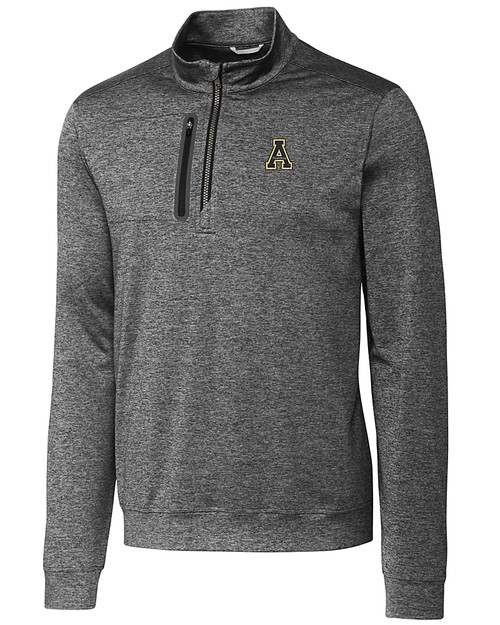 Appalachian State Mountaineers Cutter & Buck Stealth Heathered Mens Big and Tall  Quarter Zip Pullover EG_MANN_HG 
