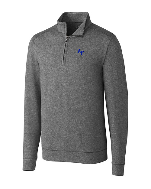 Air Force Falcons Cutter & Buck Shoreline Heathered Quarter Zip Mens Pullover Charcoal Heather Mannequin