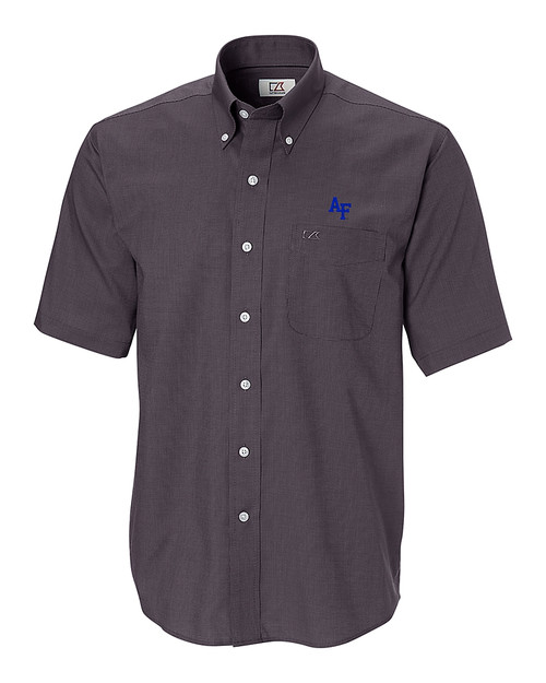 Air Force Falcons Cutter & Buck Epic Easy Care Nailshead Mens Big and Tall Short Sleeve Dress Shirt Black Mannequin