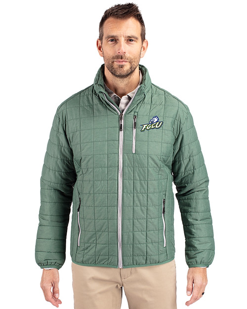 Florida Gulf Coast Eagles Cutter & Buck Rainier PrimaLoft® Mens Eco Insulated Full Zip Puffer Jacket Hunter Melange Front