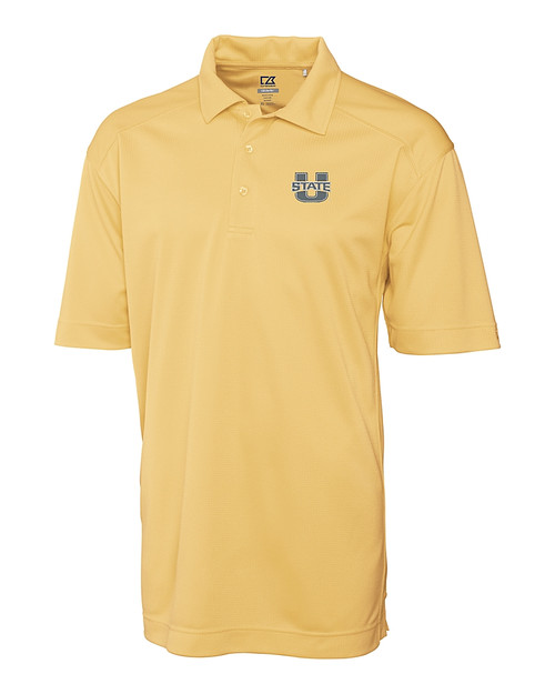 Utah State Aggies Cutter & Buck Genre Textured Solid Mens Polo Desert Mannequin