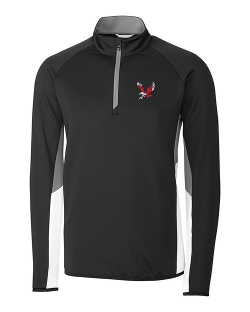 Eastern Washington Eagles Cutter & Buck Traverse Colorblock Stretch Quarter Zip Mens Pullover Black Mannequin