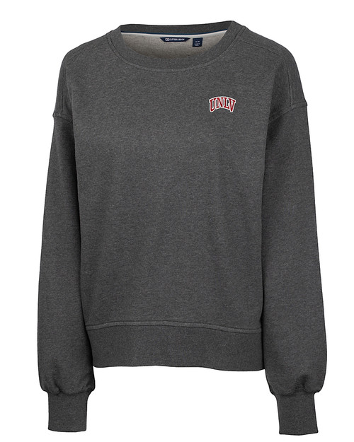 UNLV Rebels Cutter & Buck Saturday Cotton Blend Womens Crew Neck Sweatshirt Charcoal Heather Mannequin