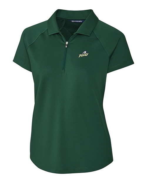 Florida Gulf Coast Eagles Cutter & Buck Forge Stretch Womens Short Sleeve Polo Hunter Green Mannequin