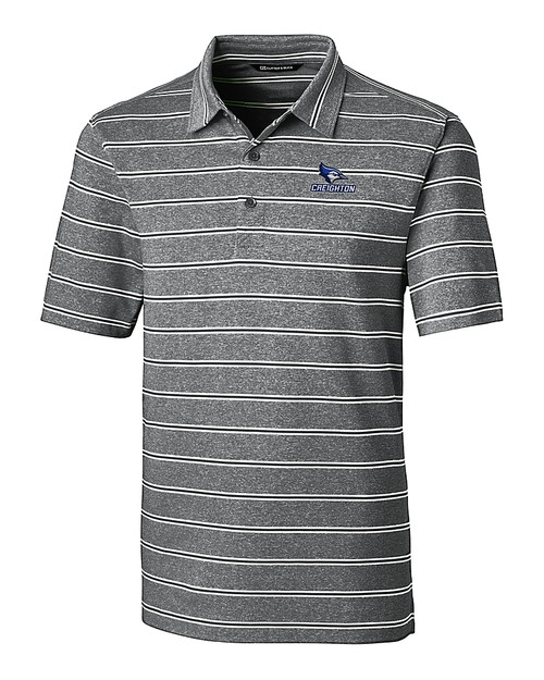 Creighton Bluejays Cutter & Buck Forge Epic Confidence Recycled Heathered Stripe Stretch Mens Polo Black Mannequin