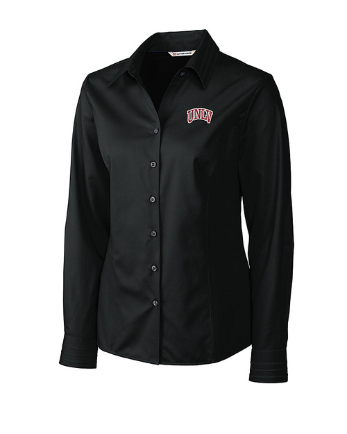 UNLV Rebels Cutter & Buck Epic Easy Care Fine Twill Womens Long Sleeve Dress Shirt Black Mannequin