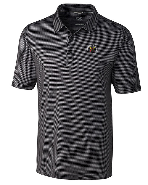 Virginia Military Institute Keydets Cutter & Buck Pike Mini Pennant Print Stretch Mens Polo Black Mannequin